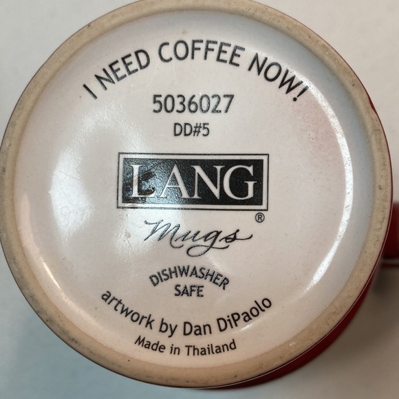 Lang "I Need Coffee Now" Ceramic To-Go Coffee Mug w/LId - Picture 3 of 6